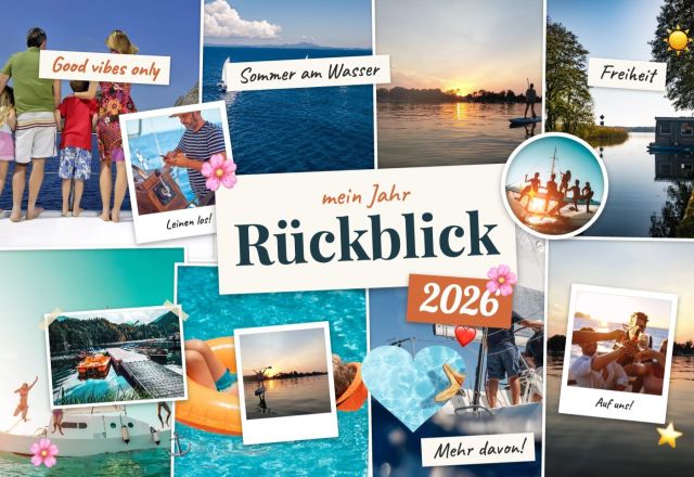 Jahresrückblick Vorlage mit 14 Fotos: Sommer am Wasser – als Leinwand gestalten